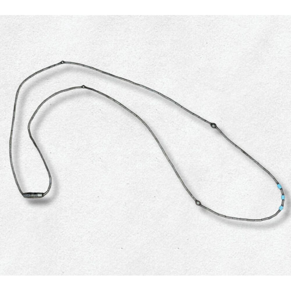 925 Sterling Silver Delicate Chain Necklace Turquoise Beads 18"